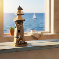 Coastal Style Lighthouse Statue Handcrafted Retro Lighthouse Model House Decoration for Office