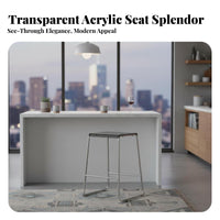 Nordic Design Transparent Highrear Stool Light Luxury Bar Seating Minimalist and aesthetic Counter Chair Easy to Clean for Business Owners, Interior Designers, Cafe, Restaurant, Kitchen, Dining Room