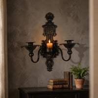 2 Pieces Wall-Mounted Candle Sconce Elegant Atmosphere Ornate Candle Sconce