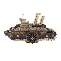 Steampunk Ship Puzzle Hands-on Paddlewheel Ship Model Decorative Wooden 3D Puzzle for Hobbyists