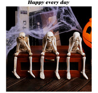 Halloween Skeleton Resin Figurine Set - Hear No Evil, See No Evil, Speak No Evil