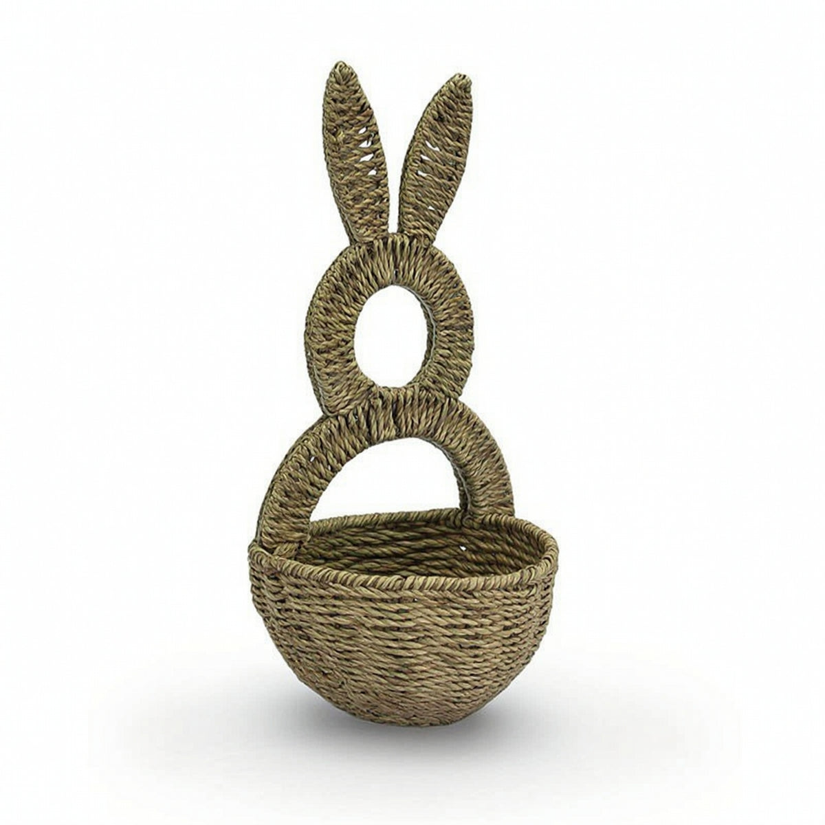 Rabbit Wall Hanging Basket Handwoven Wall Basket with Ears Hangable for Nursery