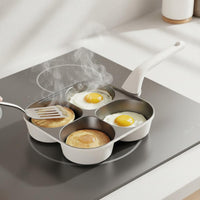 Titanium Ceramic Coating 4-Cup Breakfast Pan Multi-Section Design 4-Cup Breakfast Patties Pan Easy to Clean Nonstick Breakfast Patties Skillet Compatible with Gas and Induction for Home Cooking