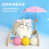 猫窝凉席吊床猫沙发猫抓球创意马卡龙冰丝垫夏天降温透气可拆洗