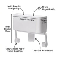 Cabinet Fridge Organizer for Students, No-Drill 1 Tier Refrigerator Side Storage Shelf, Multi-functional Countertop Rack for Paper Towels, Kitchen