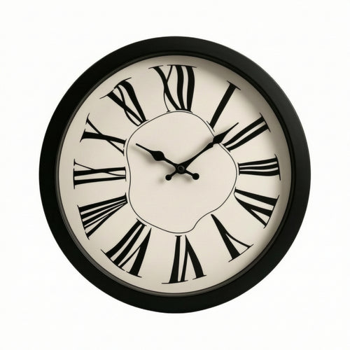 Distorted Timepiece Dial Non Ticking Wall Clock with Roman Numerals Quiet Sweep for Bedroom