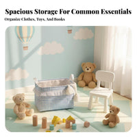 Foldable textile container with Lid Decorative Organizer Box double accessible-toping Zippers
