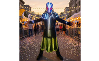 Full-Body LED Costume Glow Glowing Suit with Helmet Nightclub Light up Costume Wearable for Cosplayers, Halloween