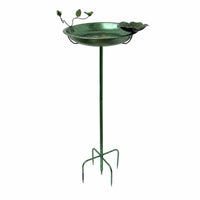 Alloy Feathered Bath Feeder Bronze Bird Bath with Metal Stake Vintage Decorative Garden Stake for Gardeners, Yard, Flower Bed, Patio