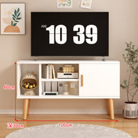 Minimalist TV Cabinet Stable Structure Small TV Console with Storage Raised Leg Design Narrow Media Cabinet for Bedroom