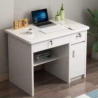 Computer Desk with Drawers Modern Simple Design Locking Storage Writing Desk Space Saving Study Desk Table for Students, Adults, Bedroom, Dorm Room