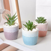 Plant Pots and Flower Pots Set of 6, Fluted Texture Small Plant Pots for Home Office, Indoor Garden Pots, Simple Creative Garden Decoration