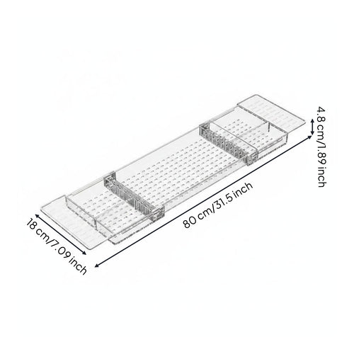Telescoping Bathtub Rack Raised Edges Bath Tray with Phone Holder Waterproof