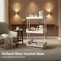 Salon Service Trolley Easy to Clean Cream Design Utility Cart Space Saving Utility Trolley with Wheels for Beauticians, Spa, Narrow Areas, Living Room