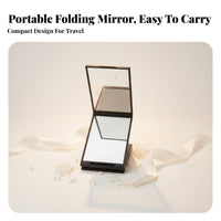 Foldable Design 4 Panel Folding Mirror Portable Back of Head View Mirror Handheld or Stand Use for Women, Men