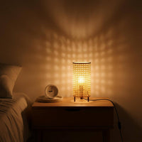 Rattan Table Lamp Black Base Home Lighting Adjustable 3 Colors