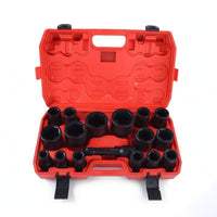17 Pieces Impact Socket Kit with Case Deep Impact Socket Set 6-Point Tools for Mechanics, Automotive Technicians, Auto Repair Shop, Garage