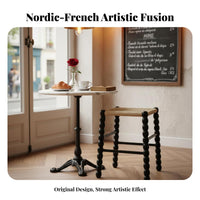 Bobbin Leg Woven Stool Nordic Design Counter Chair Vintage Aesthetic French Country Aesthetic for Interior Designers, Bar