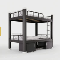 Heavy Duty Steel Bunk Bed Space Saving Bunk Bed with Cabinet Secure Furniture Surrounded for Shared Bedroom, Studio Apartment