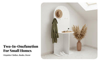 Movable Arched Pegboard Divider Multi-Functional Partition Screen Customizable Layout Storage Rack Space-Saving for Apartment Dwellers, Renters, Homeowners, Entryway, Living Room, Small Areas, Bedroom