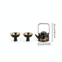 Teapot and Cups Set Arched Handle Ceramic Tea Set Side Spout