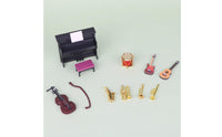 Realistic Details 1:12 Miniature Instrument Set Scene Decoration Dollhouse Musical Instruments Desktop Ornament for Model Collectors