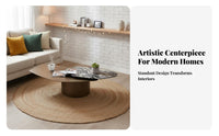 2 Pieces Modern Design Pebble and Round stackableing Tables Minimalist design Living Room Furniture Irregular Shape Coffee Table Set Space-Saving for Apartment Dwellers, Interior Designers, Homeowners, Small Spaces, Lounge Area