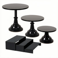 6 Pieces Dessert Display Stand Tempered Glass Rectangular Riser Platform Sturdy