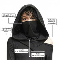 Black Hooded Cloak, Grim Reaper Cape Long, Halloween Cosplay Costume, Fancy Dress Accessory, Robe - Image 6