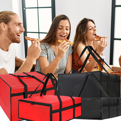 Meal Transport Bag Zipper Closure Insulated Food Delivery Bag Pizza Conveyance Pouch for Restaurants, Caterers, Picnics