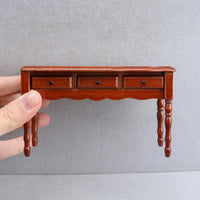 1:12娃娃屋DOLLHOUSE迷你小家具书房微场景抽屉书桌课桌栗色桌子