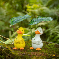 Foliage Umbrella Duck Ornament Orange Beak and Feet Duck Garden Ornament Small