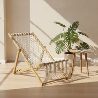Bamboo Folding Lounge Chair Breathable Lounger Portable for Sunroom