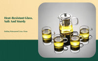 Glass Teapot Set, Borosilicate, Tea Infuser, Teacups, Gift