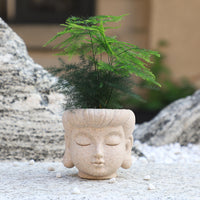 创意简约仿石花盆摆件禅意佛头佛祖园艺庭院景观绿植装饰盆栽花器