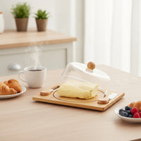 Rectangular Bamboo Butter Dish Countertop Butter Dish with Cover for Breakfast, Fridge Storage