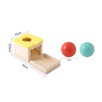 Motor Skills Object Permanence Box Developmental Object Permanence Box with Tray Cognitive Ball Drop Toy with Drawer Child-Friendly for Babies, Toddlers, Daycare
