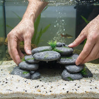 Resin Rock Cave Naturalistic Design Stacked Pebble Decoration Aquatic Habitat Hiding Location No Edges Aquatic Habitat Hiding