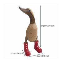 Wood-Grain Duck Figurine Dot-Pattern Duck Sculpture Lifelike for Garden