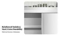 Easy to Clean Kitchen Prep Table with Sliding Doors Anti-Rust Kitchen Work Table with Sliding Doors Wear Resistant Stainless Steel Workbench Polished Edges for Restaurant Employees, Home Cooks, Bakery, Cafeteria, Workshop, Warehouse