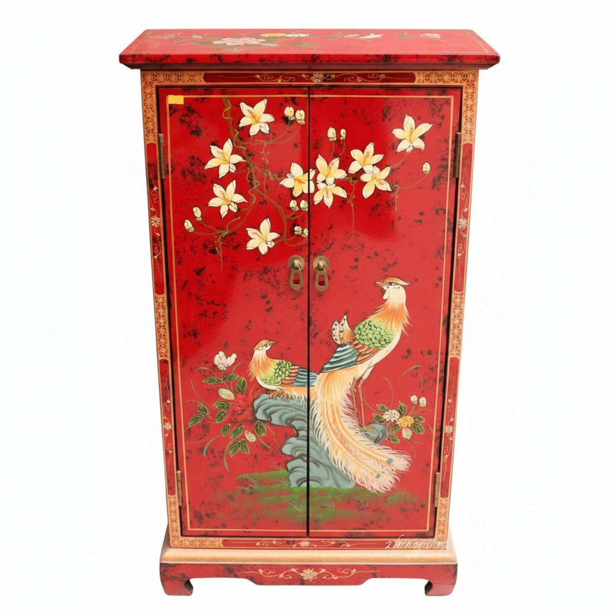 European design Hand-Painted 2-Door Cabinet Gold Foil embellishments Sideboard Multifunctional Home Furniture Ample Storage for Interior Design aficionados, Homeowners, Entryway, Hallway, Living Room, Bedroom