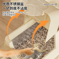 Removable Semi-Enclosed Cat Litter Box High Fence Leak-Proof Splash-Proof Fully Enclosed Stainless Steel Cat Litter Box Easy to Clean