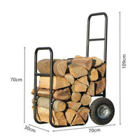 Freestanding Fireplace Accessory Black Iron-Design Log Rack Rigid Frame