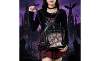 Ita Backpack with Transparent Panel Wing-Shaped-Wing Gothic Backpack Edgy Bag Sturdy for Cosplayers, Teens
