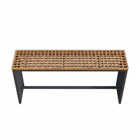 2 Pieces Weatherproof Aluminum Outdoor Bar Stool and High Table Set with Timeless Aluminum and Teak Structure Comfortable Seating Functional Style Suitable for Home Patios Outdoor Bars Gardens