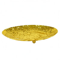 Raised Feet Oval Footed Tray Shallow Hammered Metal Tray Easy to Clean Textured Finish Artisan-Made for Tabletop Display