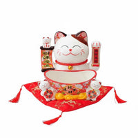 Fortunate Cat Key Bowl Multi-Functional Fortunate Cat Statue with Tray for Shop Owners