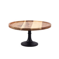 Cake Stand with Pedestal Round Wooden Cake Pedestal Elevated for Cafes, Hosts
