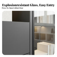 Glass Door Office Sideboard Multiple Compartments Filing Cabinet Adjustable Shelves Minimalist and Design for Reception Area