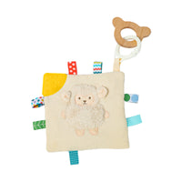 Portable Baby Soothing Cloth with Teether Compact Lovey with Teether Cozy Security Blanket with Wooden Loop Snuggly for Babies, Stroller, Tummy Time